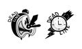 Deadline Logo Design Set, Time Management, Effective Business Time Monochrome Badges with Alarm Clock Vector