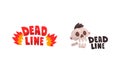 Deadline Logo Set, Time Management Badges, Labels Cartoon Vector Illustration