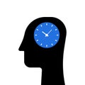deadline or punctuality icon like head with clock