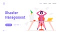 Deadline Stress and Time Management Website Landing Page. Stressed Business Woman Holding Head with Hands