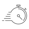 Deadline thin line icon. Timer with lines vector illustration isolated on white. Stopwatch outline style design Royalty Free Stock Photo