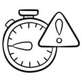 Deadline time alocation warning warn expired timer single isolated icon with sketch hand drawn outline style Royalty Free Stock Photo