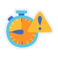 Deadline time alocation warning warn expired timer single isolated icon with sticker outline cut style Royalty Free Stock Photo