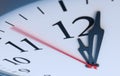 Deadline and time concept. Close up view on clock showing twelve hours. 3D rendered illustration