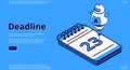 Deadline, time management isometric landing page Royalty Free Stock Photo