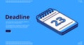Deadline, time management isometric landing page Royalty Free Stock Photo