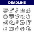 Deadline Time Over Collection Icons Set Vector