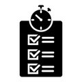 Deadline vector icon set. timer and checklist illustration sign.