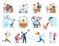 Deadline at Work Icons Set Vector Illustration Royalty Free Stock Photo