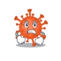 Deadly corona virus cartoon character design with angry face