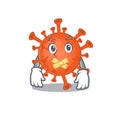 Deadly corona virus mascot cartoon character design with silent gesture