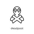 deadpool icon. Trendy modern flat linear vector deadpool icon on