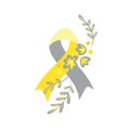 Deaf awareness month septembe yellow and gray support ribbon. Royalty Free Stock Photo