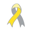 Deaf awareness month septembe yellow and gray support ribbon. Royalty Free Stock Photo