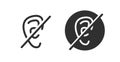 Deaf hear disability icon vector, ear impaired disabled mute symbol black simple pictogram clipart line outline art linear