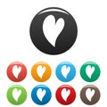 Deaf heart icons set color
