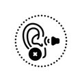 Black solid icon for Deaf, unhearing and deafened