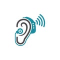 Deaf illustration, hearing aid vector art. Royalty Free Stock Photo