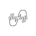 Deaf language hand drawn outline doodle icon.