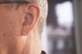 Deaf man hearing aid ear Royalty Free Stock Photo