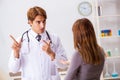 The deaf-mute female patient visiting young male doctor