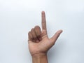 Deaf mute hand language on white Learn the alphabet, deaf-mute nonverbal communication. alphabet