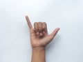 Deaf mute hand language on white Learn the alphabet, deaf-mute nonverbal communication. alphabet