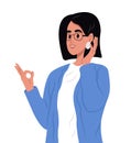 Deaf mute young woman on white background. An adult learns sign language for the deaf disabled. Royalty Free Stock Photo