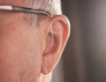 Deaf man hearing aid ear Royalty Free Stock Photo