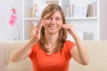 Deaf woman using sign language Royalty Free Stock Photo