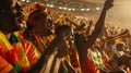 The deafening sounds of vuvuzelas and air horns fill the stadium as the game intensifies Royalty Free Stock Photo