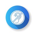 Deafness blue flat design long shadow glyph icon