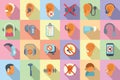 Deafness icons set flat vector. Hearing aid Royalty Free Stock Photo