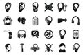 Deafness icons set simple vector. Hearing aid Royalty Free Stock Photo