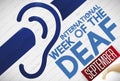 Deafness Symbol, Hearing Aid and Calendar for Deaf`s Week, Vector Illustration