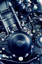 Deails of a sport motorcycle engine Royalty Free Stock Photo
