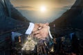 Deal or agreement business concept, handshake double exposure, c Royalty Free Stock Photo