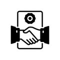 Black solid icon for Deal Agreement, handshake and partnership Royalty Free Stock Photo