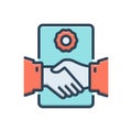 Color illustration icon for Deal Agreement, handshake and complicity