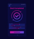 deal completed, mobile ui, vector app design Royalty Free Stock Photo