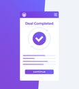 deal completed, vector mobile ui design Royalty Free Stock Photo