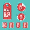 Deal of the day sale sticker. Modern flat design, red color tag. Advertising promotional price label.