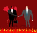 Deal with devil. Businessman and make a deal demon in hell.