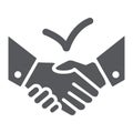 Deal glyph icon, agreement and partnership, handshake sign, vector graphics, a solid pattern on a white background. Royalty Free Stock Photo
