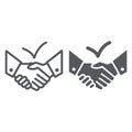 Deal line and glyph icon, agreement and partnership, handshake sign, vector graphics, a linear pattern on a white Royalty Free Stock Photo