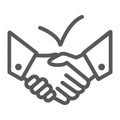 Deal line icon, agreement and partnership, handshake sign, vector graphics, a linear pattern on a white background. Royalty Free Stock Photo