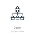 Dealer icon. Thin linear dealer outline icon isolated on white background from activity and hobbies collection. Line vector sign,