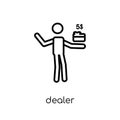 Dealer icon. Trendy modern flat linear vector Dealer icon on white background from thin line Activity and Hobbies collection