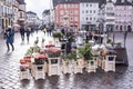 Dealers sell flowers on the market square