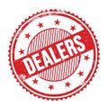 DEALERS text written on red grungy round stamp